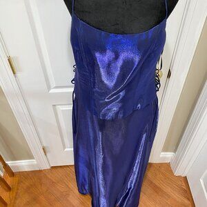 Blue Night way, two-piece formal with corded opening on side